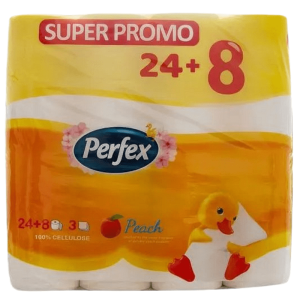 Тоалетна хартия Perfex 24+8, 3 пласта, Праскова