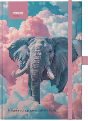 Бележник с ластик B5 Street, твъра корица, 96 листа, Elephant