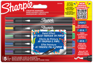 Компплект маркери Sharpie Acrylic, 5 цвята, блистер,стандартни цветове