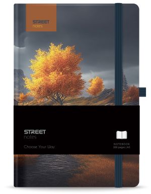 Бележник с ластик A5 Street, твърда корица, 96 листа, SERENITY