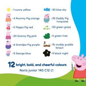 Цветни  моливи Staedtler NJ Peppa Pig 140, 3в1, 12 цвята