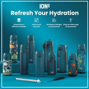Бутилка за вода Ion8 SC, рециклирана пластмаса, 500ml, СИНЬОЗЕЛЕН