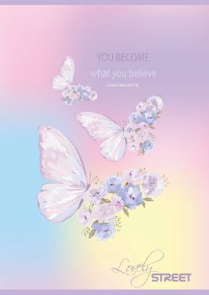 Тетрадка с телчета А4, 60 листа, широки редове, БГ, Butterfly