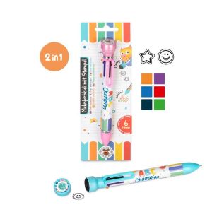 Многоцветна химикалка Trendhaus ABC, 6 цвята с печат