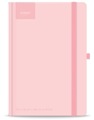 Бележник с ластик A5 Street, твърда корица, 96 листа, PAST.PINK