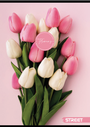 Тетрадка Street, А4, квадратчета, 54листа, flowers