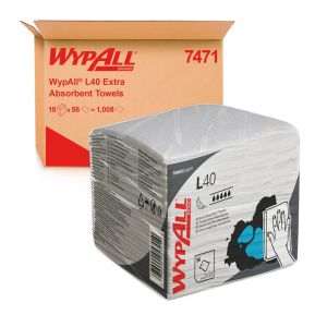 Кърпи за почистване Kimberly-Clark WypAll L40 8387 Absorbent, 1/4 сгънати, 30.4 х 31.7 cm, бели, 56 броя