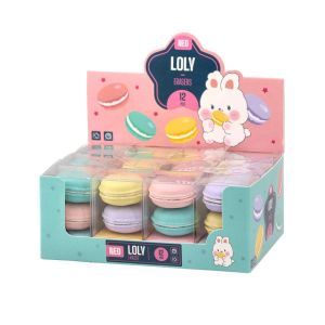 Гума за молив Sazio Loly, френски макарони, 2 броя, асорти