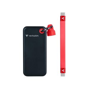 Външен SSD твърд диск Verbatim Pocket, 1 TB, джобен, USB 3.2, черно-червен