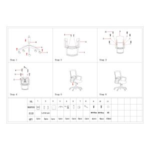 Офис стол RFG Smart W, дамаска и меш, Tilt механизъм, до 120 kg, черна седалка, оранжева облегалка