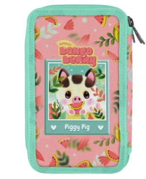 Несесер Bangoberry Piggy Pig, троен, пълен, 45ч