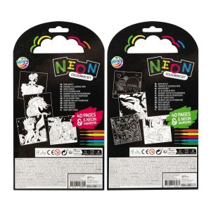 Moxy Книжка за оцветяване, неонова, 40 листа, асорти, 12 броя