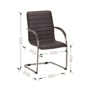 Посетителски стол RFG Sky M, екокожа, метална основа, до 120 kg, черен, 4 броя в комплект