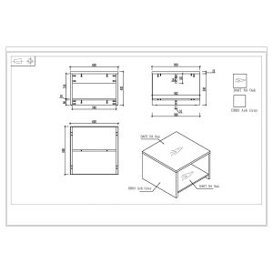 Ниска маса RFG Lisabon, 500 х 500 х 420 mm, квадратен плот, ПДЧ 25 mm, тъмен дъб и сиво