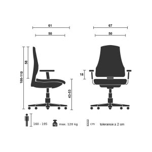 Офис стол RFG Elli 31 W, дамаска и меш, Multi Tilt механизъм, до 120 kg, червена седалка, синя облегалка