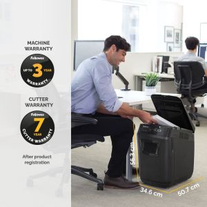 Шредер за унищожаване на документи Fellowes Automax 200C, Cross-Cut, P-4, обем на коша 32 L, за 1-3 потребителя, ниво на шум 60 dB