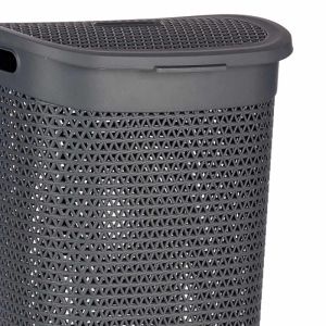 Кош за пране Kipit, с капак, 60 L, антрацит