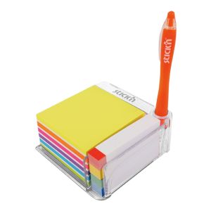 Stick'n Самозалепващи се листчета и индекси, цветни, с прозрачна поставка