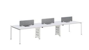 Бюро RFG Бенч Monaco, шестместно, 4200 х 1200 х 750 mm, ПДЧ 25 mm, метални крака, бяло