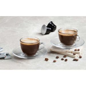 Чаша за кафе Vivalto, с чинийка, стъклена, 85 ml, 6 броя