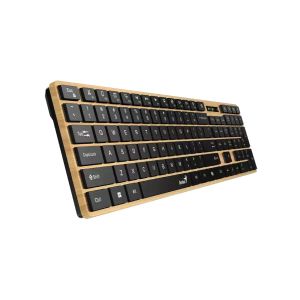 Клавиатура Genius Slimstar 7250BT, безжична, AI Copilot, Bluetooth/USB, 12 бързи бутона, AAA, дървесна