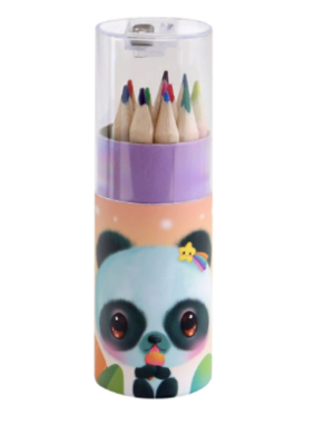 Цветни моливи Bangoberry Pally Panda, 12 цвята тубус