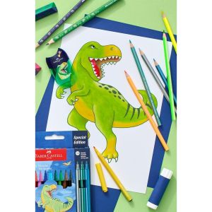 Faber-Castell Моливи Динозавър, 10 стандартни и 3 металикови цвята