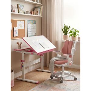 Бюро RFG Ergo Kids, с регулируема височина, детско, 800 х 660 х 540-760 mm, ПДЧ, розово