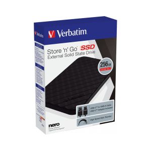 Външен SSD твърд диск Verbatim Store 'n' Go Portable, 256 GB, черен