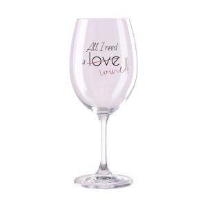 Чаша за вино Takk Mood, All i need is wine, стъклена, 300 ml