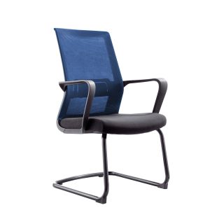Посетителски стол RFG Smart M, дамаска и меш, до 120 kg, черна седалка, тъмносиня облегалка, 2 броя в комплект