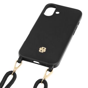 Hugo Boss Калъф за телефон, за iPhone 16 Plus, с връзка, черно-златист