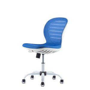 Детски стол RFG Flexy White, дамаска и меш, синя седалка, синя облегалка