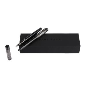 Hugo Boss Комплект химикалка и ролер Grade, в кутия, черни