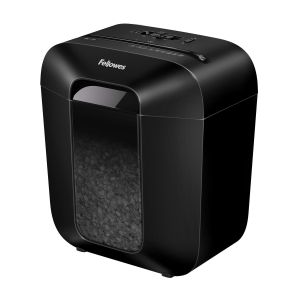 Шредер за унищожаване на документи Fellowes Powershred LX25M, P-4, Mini-Cut, 11.5 L, черен, време за почивка 30 мин