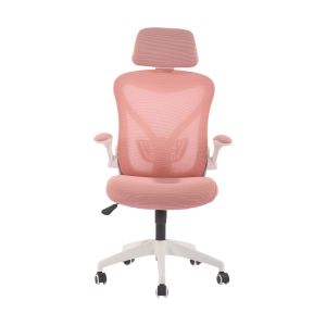 Директорски стол RFG Jolly White HB, дамаска и меш, Tilt механизъм, полипропиленова основа, до 120 kg, розов