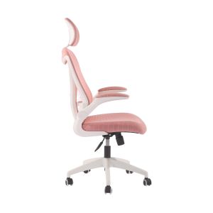 Директорски стол RFG Jolly White HB, дамаска и меш, Tilt механизъм, полипропиленова основа, до 120 kg, розов