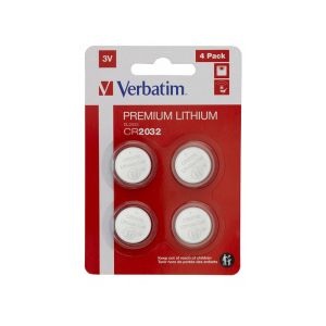 Литиева батерия Verbatim, CR2032, 3 V, 4 броя