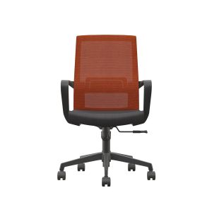 Офис стол RFG Smart W, дамаска и меш, Tilt механизъм, до 120 kg, черна седалка, тъмночервена облегалка