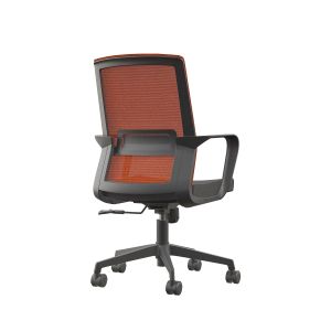 Офис стол RFG Smart W, дамаска и меш, Tilt механизъм, до 120 kg, черна седалка, тъмночервена облегалка