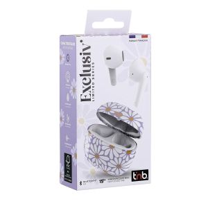 Слушалки TNB Exclusive Flower, безжични, с Bluetooth, със зареждащ кейс, USB Type-C, 102 dB