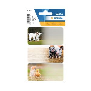 Herma Самозалепващи се етикети Животни от ферма, ученически, 9 броя