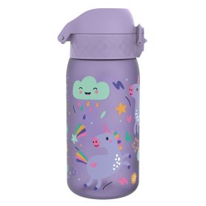 Бутилка за вода Ion8 Print, рециклирана пластмаса, 350ml, ЕДНОРОЗИ ЛИЛАВИ