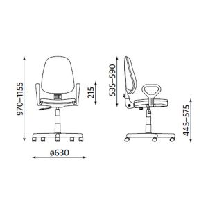 Офис стол Prestige GTP, текстил, с подлакътници Topaz, до 130 kg, тъмносив