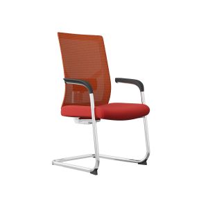Посетителски стол RFG Snow M, дамаска и меш, до 120 kg, тъмночервена седалка, тъмночервена облегалка, 2 броя в комплект