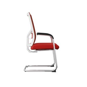 Посетителски стол RFG Snow M, дамаска и меш, до 120 kg, тъмночервена седалка, тъмночервена облегалка, 2 броя в комплект