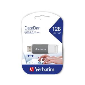 USB флаш памет DataBаr Verbatim, USB 2.0, 128 GB, сива