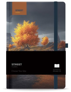 Бележник с ластик A6 Street,  твърда корица, 96 листа, SERENITY