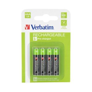 Акумулаторна батерия Verbatim, AAA, HR03, 950 mAh, 4 броя