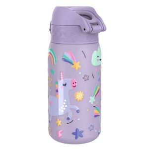 Бутилка за вода Ion8 Print, метална, 400ml, ЕДНОРОЗИ ЛИЛАВА